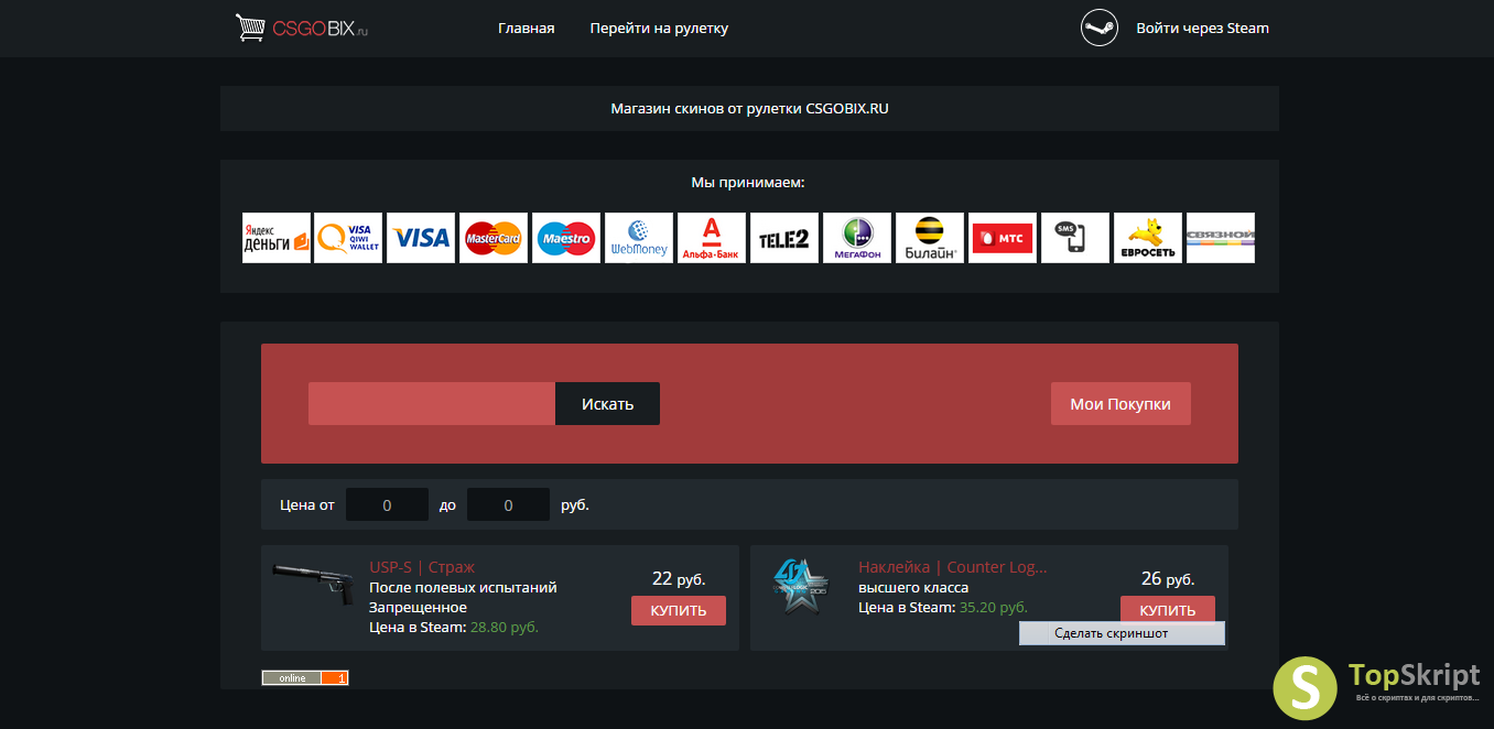 Интернет магазин скине. Скрипт магазина аккаунтов. Код товара на сайте. Кнопка магазин скинов.